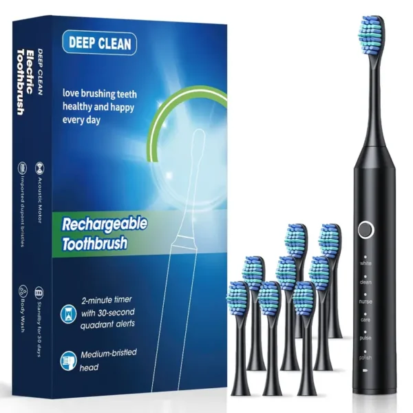 Rechargeable Electric Toothbrush for Adults, Soft Bristles, USB Charging, ≤36V, with Deep Clean Dental Flosser - Image 2