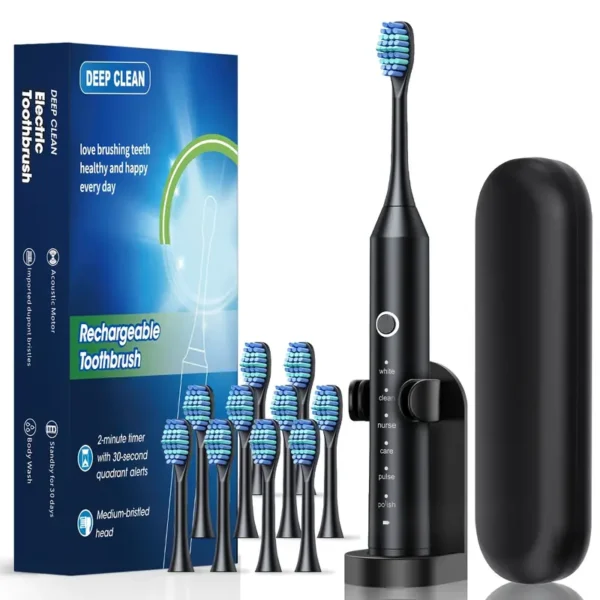 Rechargeable Electric Toothbrush for Adults, Soft Bristles, USB Charging, ≤36V, with Deep Clean Dental Flosser